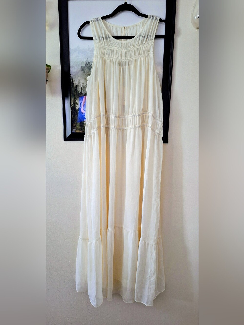NWT A New Day Boho Cream Gauze Tiered Maxi Dress